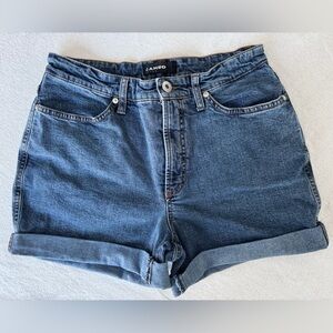 CAMBIO High-Rise Rolled Hem Denim Shorts in Blue